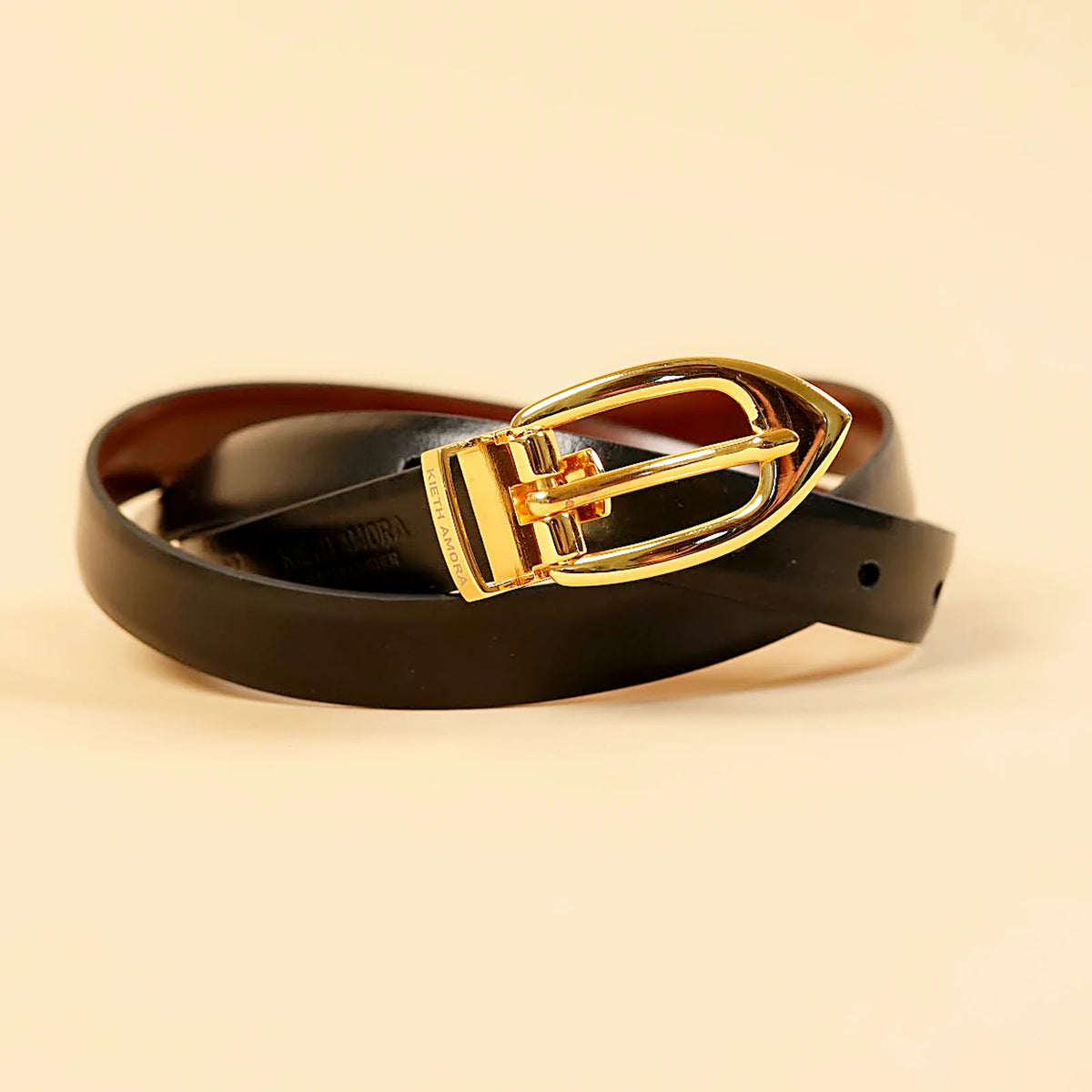 Kieth Amora The Blaire Belt women's leather belt - Black / Tan Reversible - view