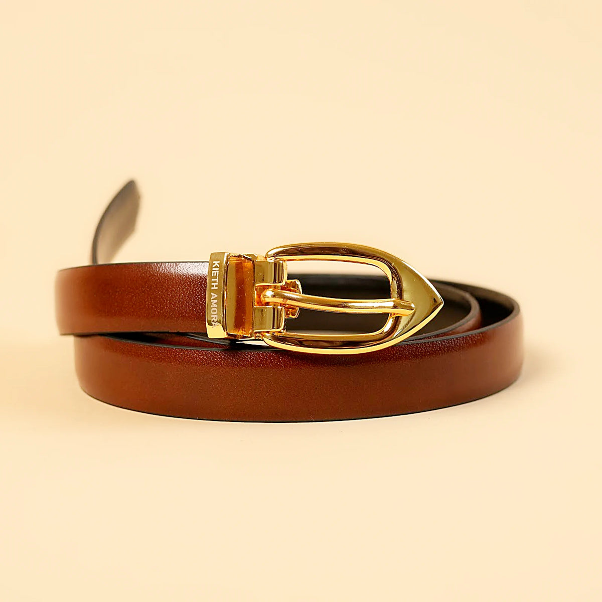 Kieth Amora The Blaire Belt women's leather belt - Black / Tan Reversible - up