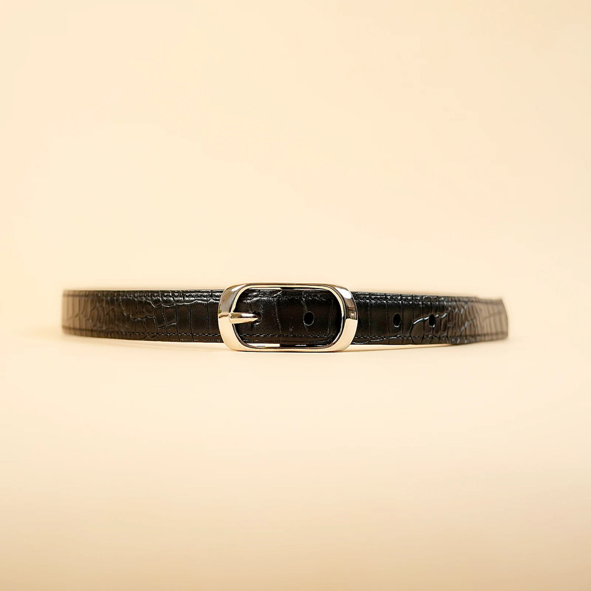 Kieth Amora The Crocelle Belt women's leather belt - Black - hero