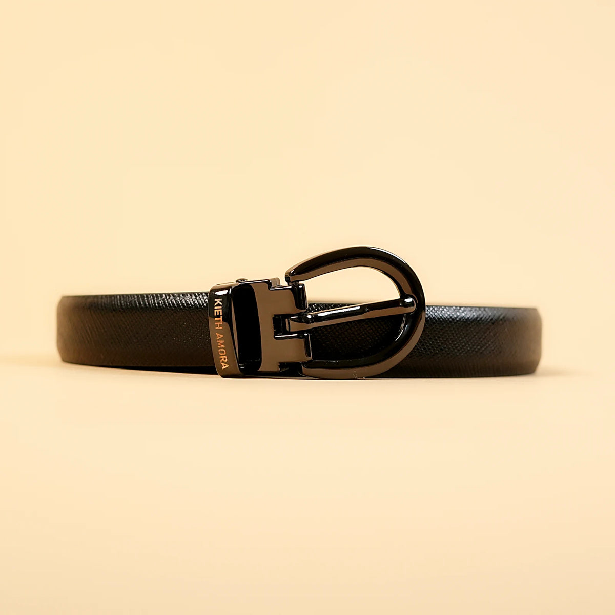Kieth Amora The Dakota Belt women's leather belt - Black / Green Reversible - up