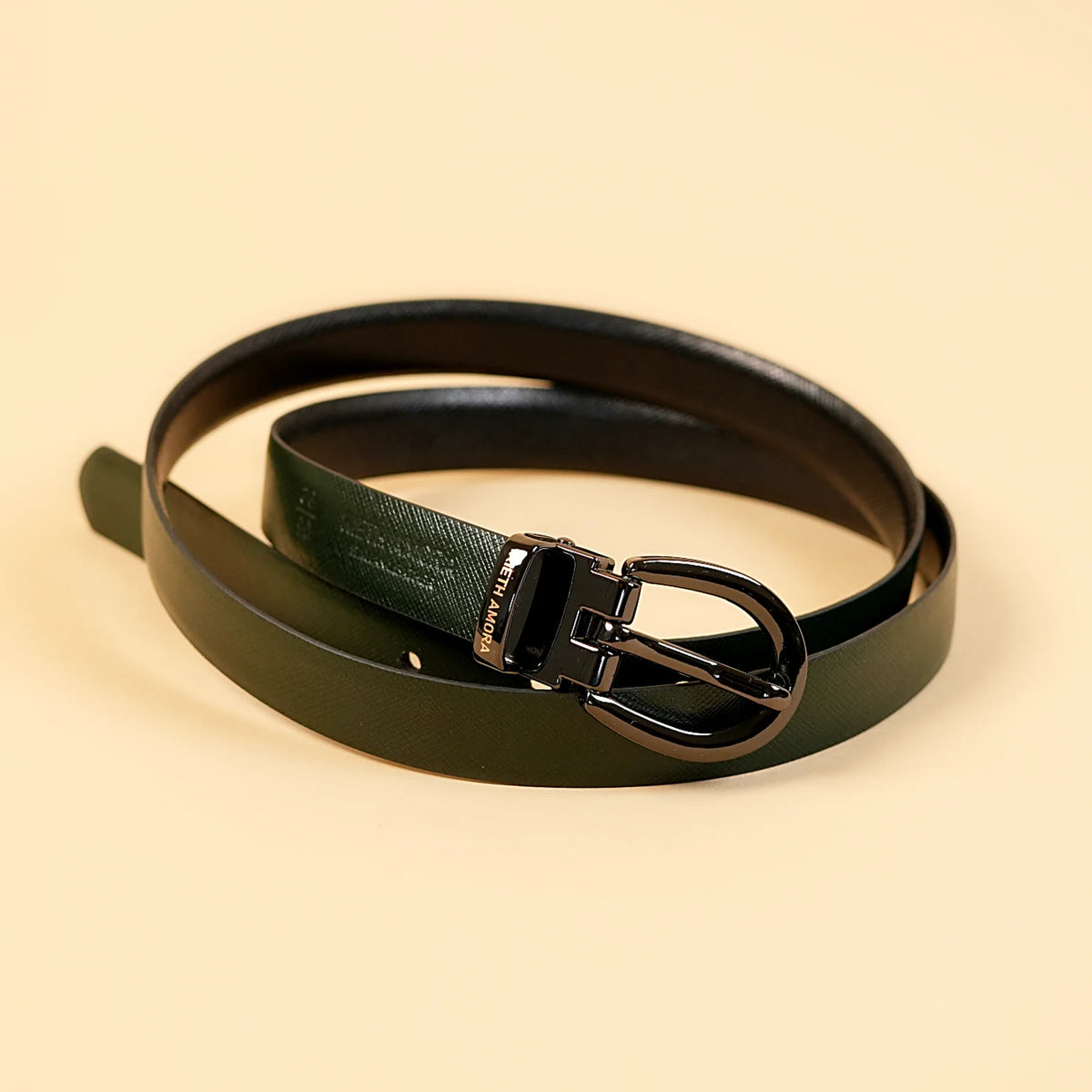 Kieth Amora The Dakota Belt women's leather belt - Black / Green Reversible - view