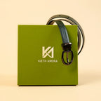 Kieth Amora The Dakota Belt women's leather belt - Black / Green Reversible - packaging