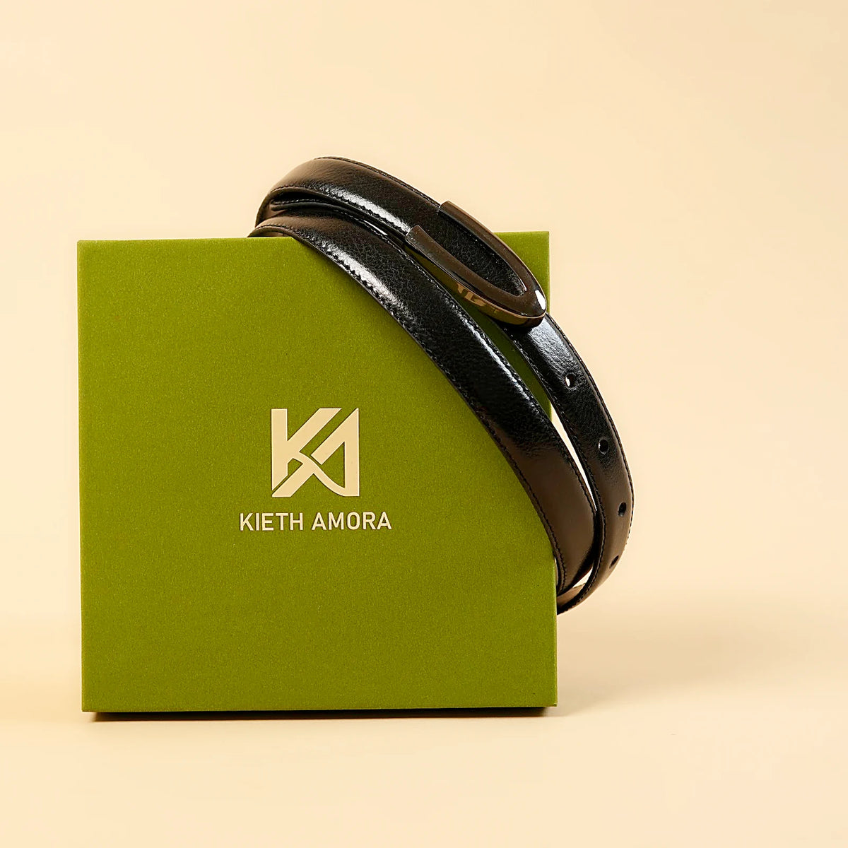 Kieth Amora The Darci Belt women's leather belt - Black - packaging