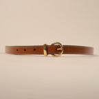 Georgia tan women's leather belt with rounded gold buckle