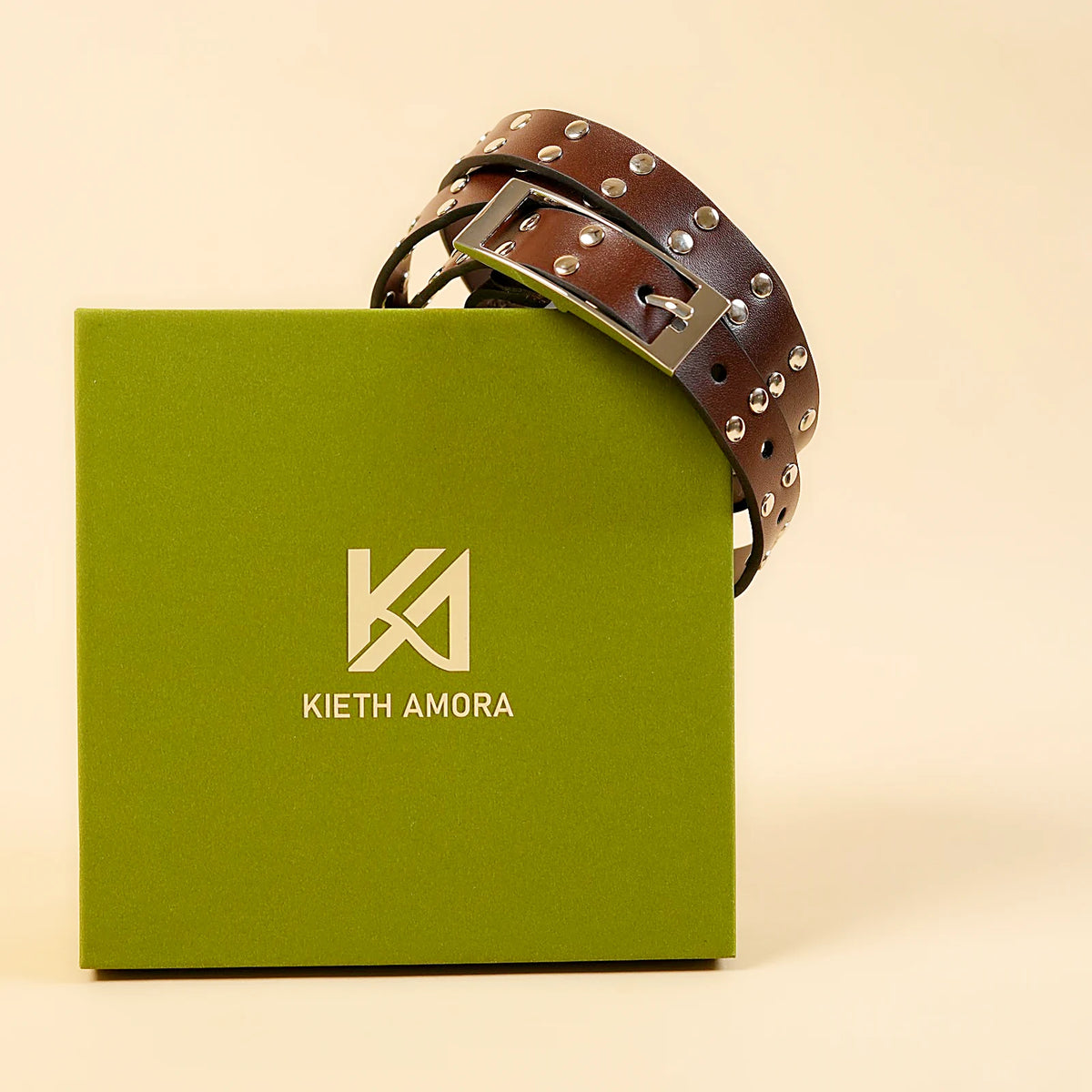 Kieth Amora The Roxanne Belt women's leather belt - Brown - packaging