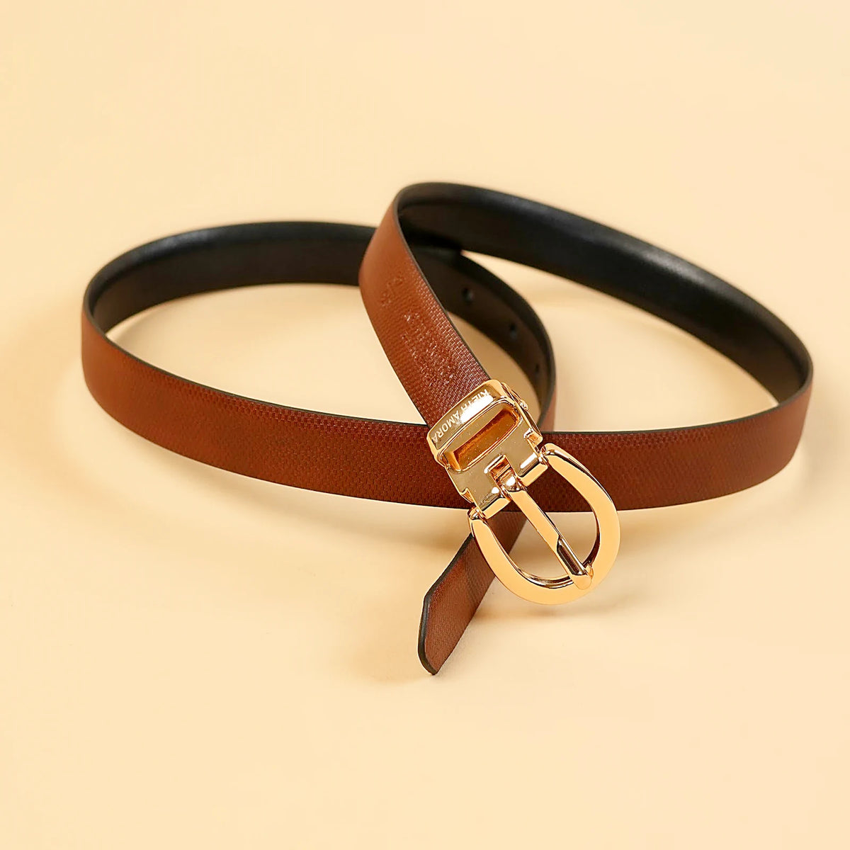 Kieth Amora The Sally Belt women's leather belt - Tan / Black Reversible - view