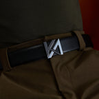The OG Belt with KA monogram buckle worn with olive trousers